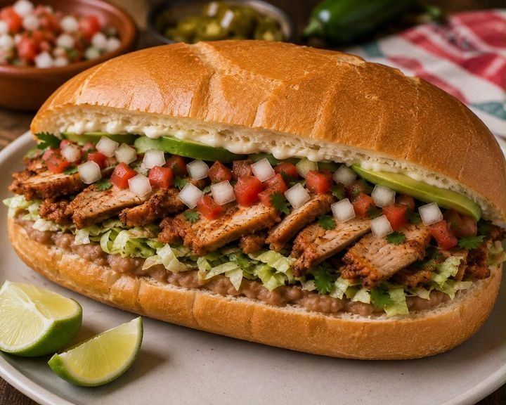Carnitas torta sandwich